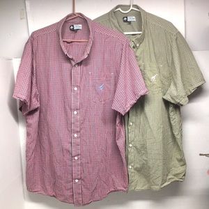 LRG lot of two short sleeves, buttons down casual plaid shirt size 3XL